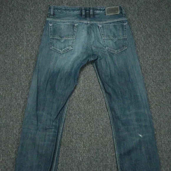 Diesel Jeans Mens 32x34 Blue Viker Straight 5 Pocket Faded Distressed